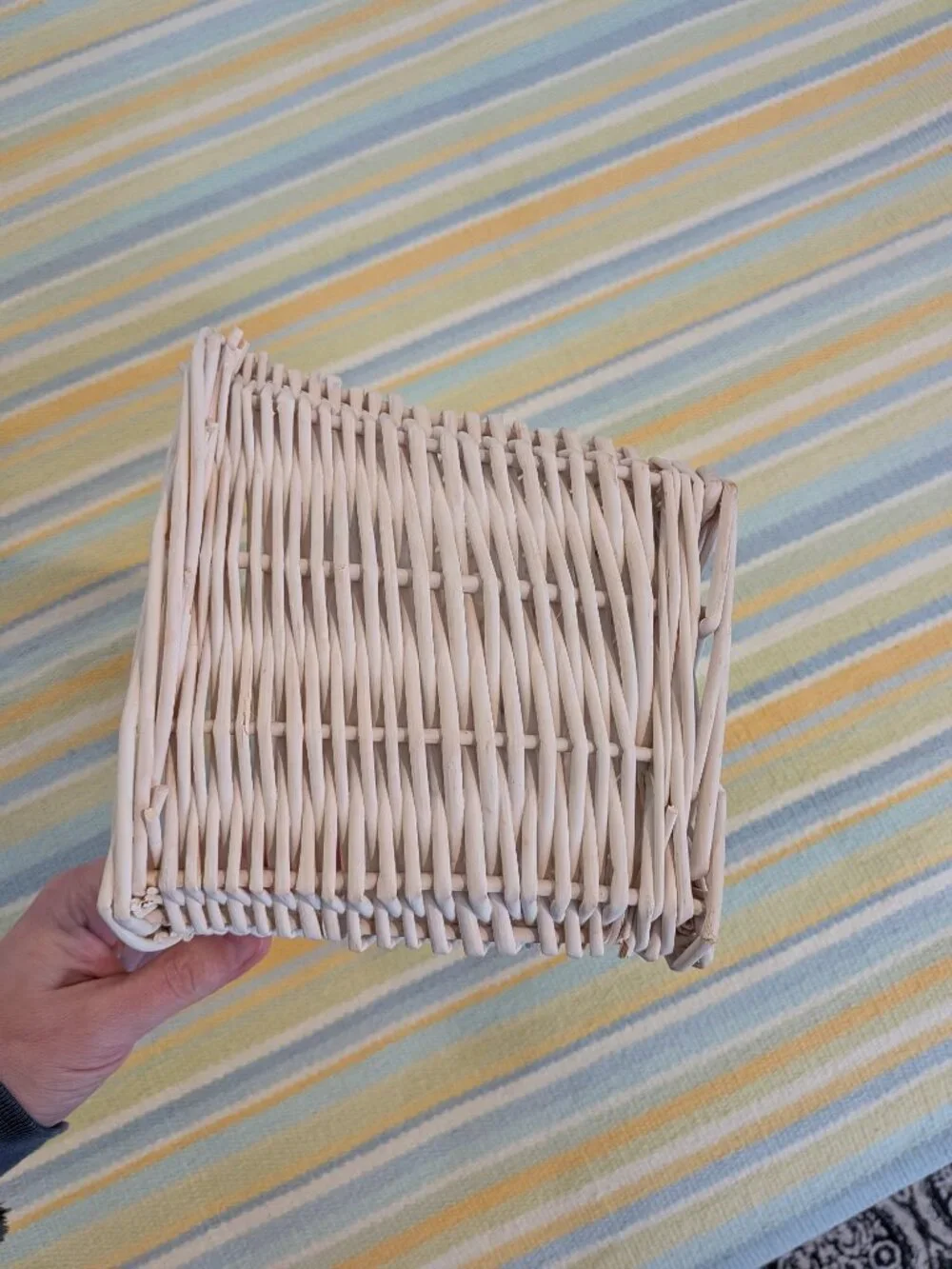 White Wicker Basket With Purple Polka Dot Liner